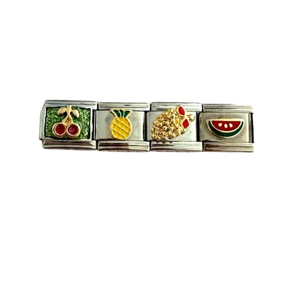 Independent Jewelry - NWT 4x9mm Cherry/Pineapple/Grape/Watermelon Silver Stainless Steel ItalianCharms